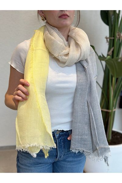 novon Lucca Soft Linen Design Color Blocked Premium Linen Shawl 190 X 90 cm