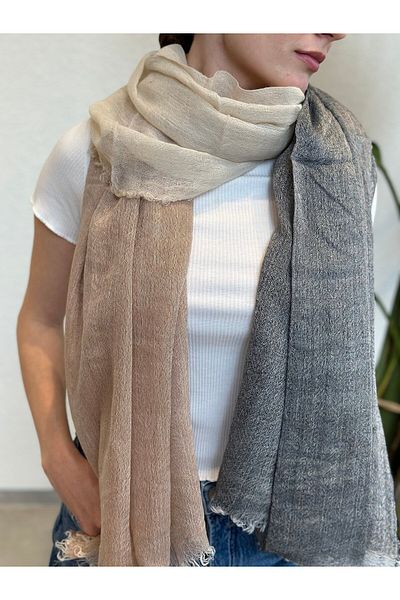 novon Lucca Soft Linen Design Color Blocked Premium Linen Shawl 190 X 90 cm