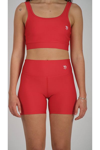 Keep Risen Women's Red High Waist Biker Shorts Sports Leggings