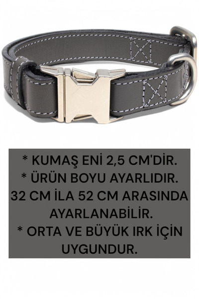 CARAMELOS Hakiki Deri Köpek Boyun Tasması, Kişiye Özel Künyeli, Orta Irk, Büyük Irk, Lux Seri- Köpek Deri