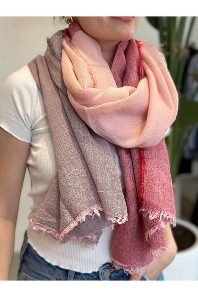 novon Lucca Soft Linen Design Color Blocked Premium Linen Shawl 190 X 90 cm