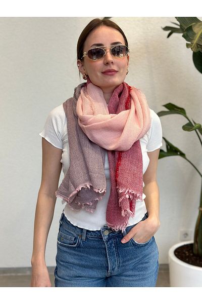 novon Lucca Soft Linen Design Color Blocked Premium Linen Shawl 190 X 90 cm