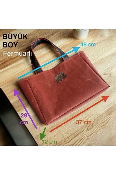 Nuggita Fermuarlı Büyük Boy Mumlu Kanvas Mercan Rengi Omuz Çantası