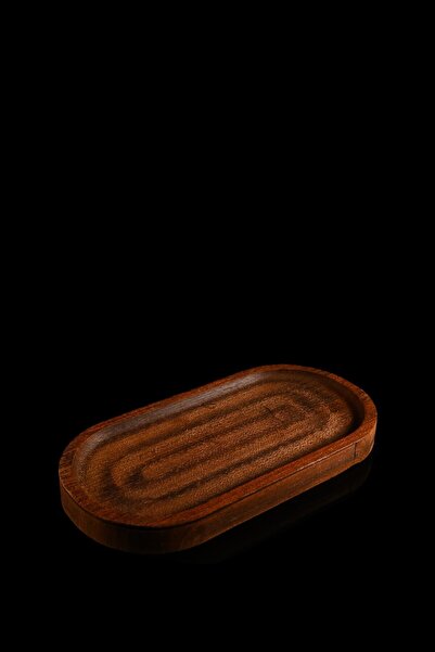 TheBRo Dark Walnut Oval Wooden Stand,Oil Pot Base 21X10,5Cm