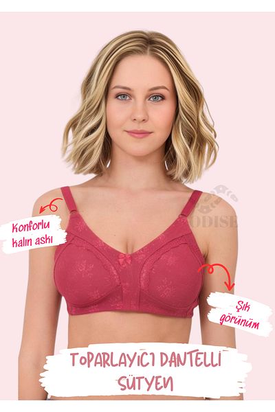 ODISE Lace Detailed Cotton Gathering Wire-Free Bra (Large Size Available)