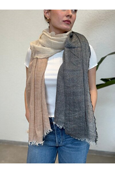 novon Lucca Soft Linen Design Color Blocked Premium Λινό Σάλι 190 x 90 cm