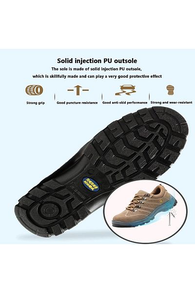 Generic Work Safety Shoes - Flexible, Anti-Slip and Puncture-Resistant Sole - Steel Reinforced - Wide Metal Toe