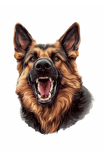 MegaSticker Autocolant Aggressive German Shepherd K9 Autocolant pentru mașină, motocicletă, cască, laptop, parbriz 13x13 cm