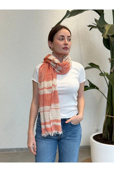novon Mallorca Linen Design Premium Linen Shawl with Embroidery Detail 190 X 90 cm