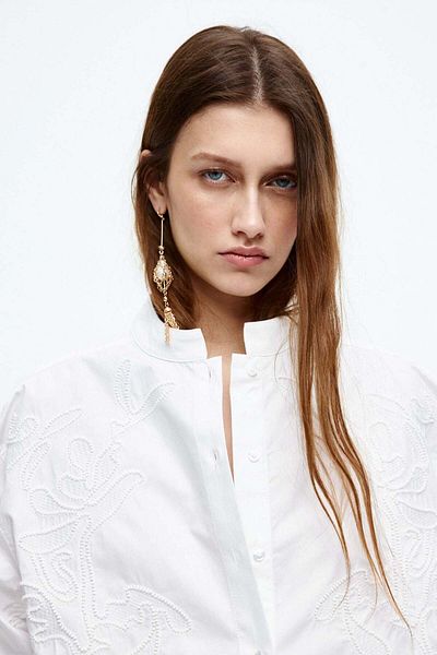 H&M Embroidered cotton shirt