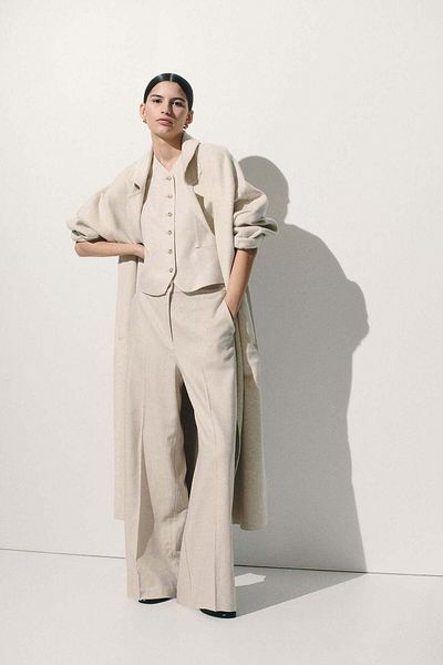 H&M Wide Linen-blend Trousers
