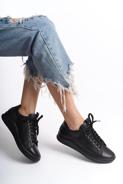 Modabuymus Harry Black Genuine Leather Sneaker Women's Casual Sports Shoes