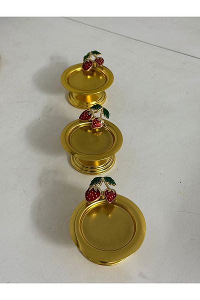 SEVA ÇELİK وعاء معكرونة ذهبي اللون 6 قطع مع إكسسوارات الفراولة والحلوى التركية