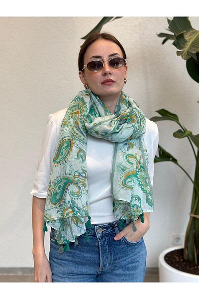 novon Oriental Paisley Design Soft Textured Special Design Tassel Shawl