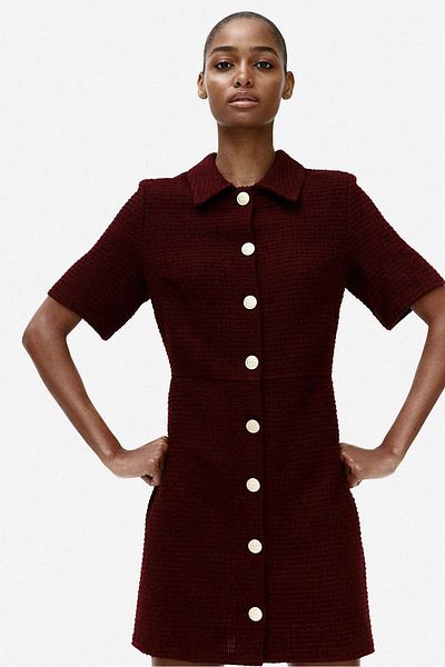 H&M Button-front bouclé dress