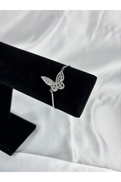 Perle Norie Elegant Stone Butterfly Bracelet - Silver Color Standard Size