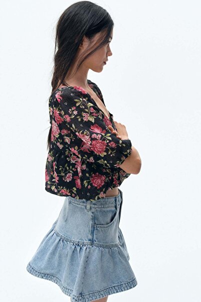 H&M Peplum-hem denim skirt