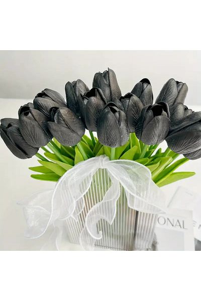 baskıtek Πραγματική εμφάνιση Τεχνητή 10 Wet Black Tulip 30 cm