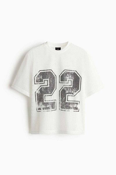 H&M Oversized Fit Printed mesh T-shirt