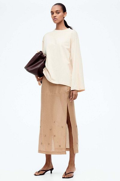 H&M تنورة شفافة مزينة