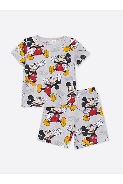 LC Waikiki Lcw Crew Neck Short Sleeve Printed Shorts Baby Boy Pajama Set