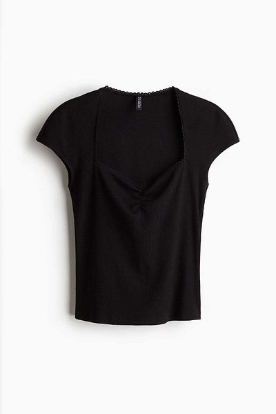 H&M Ribbed Sweetheart-neck Top