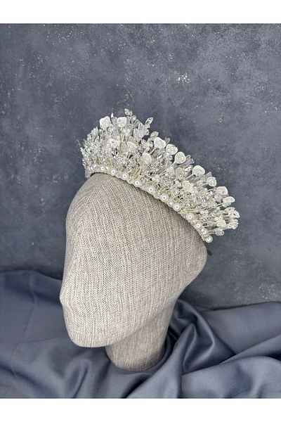 Hayalperest boncuk Agesi Intensely Embroidered Enamel Crystal Bridal Crown Hair Accessory
