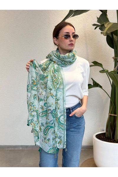 novon Oriental Paisley Design Soft Textured Special Design Tassel Shawl