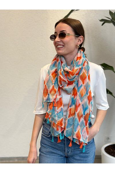 novon Vrsc Lemon Garden Design Soft Textured Special Design Tassel Shawl