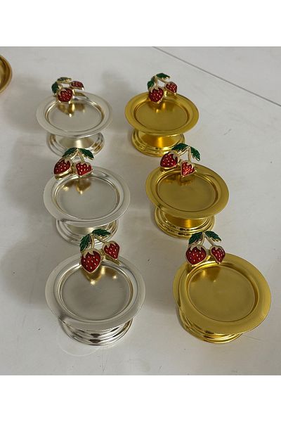 Elzemm store 6 Pieces of Macaron Holder Delight Holder with Gold and Silver Strawberry Accessories
