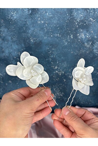 Hayalperest boncuk Tare Mother of Pearl Resin 2 Pack Hair and Turban Bridal Hair Accessory
