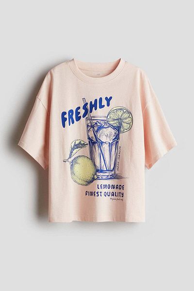 H&M تي شيرت قطني كبير الحجم