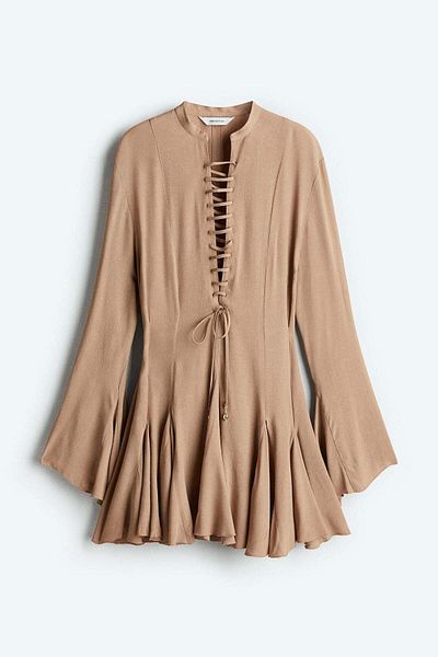 H&M Flared-skirt lacing-detail dress