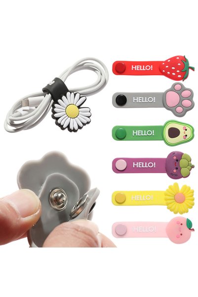 Deppo Trend Colorful Pattern Cable Organizer Cable Collector Compatible with All Phones/All Cables with Snap Fastener