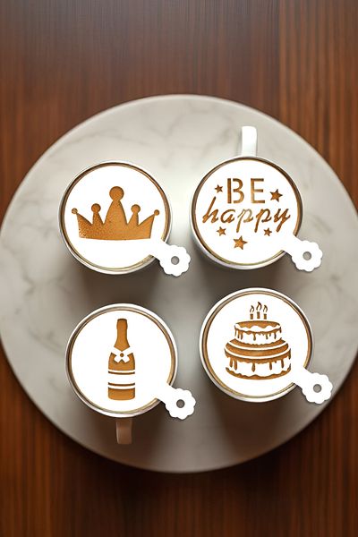 oalpo Coffee Stencil, Coffee Decorating Set, Dessert Decorating Set, Set of 4