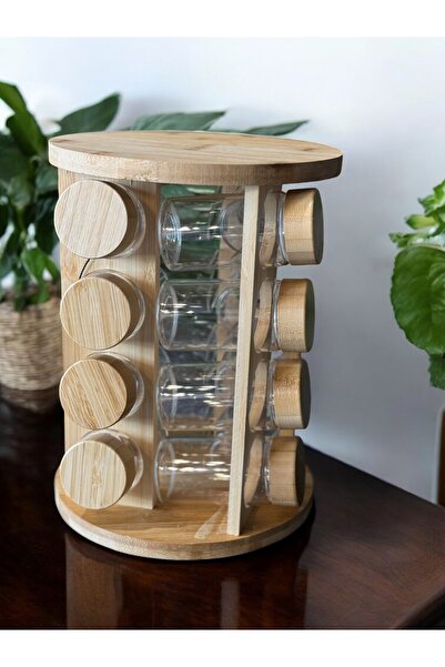 İthal Dönerli Bambu Kapak 16'lı Baharatlık Seti