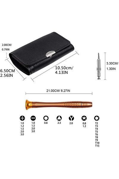 Generic 25-in-1 Precision Screwdriver Set with Black Leather Case - Ideal for Computers, Glasses, and Cell Phones