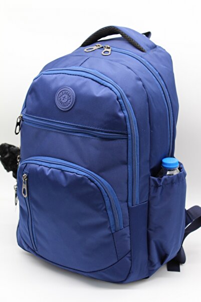 Bevitton Crinkle Waterproof Fabric Navy Blue Large Size Unisex School Backpack and Travel Bag / 1700