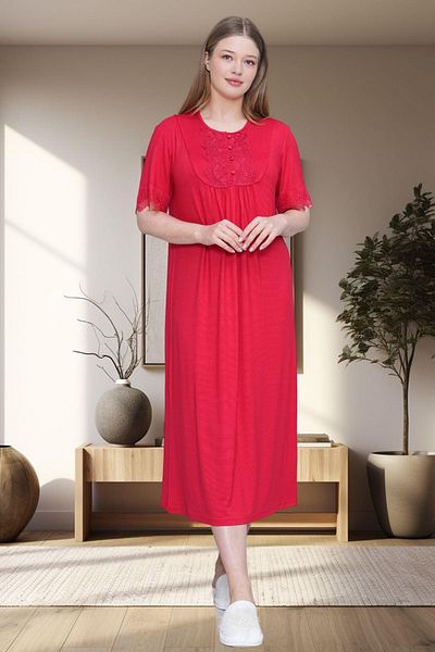 Mecit Pijama Mecit 6029 ثوب نوم نسائي أحمر مقاس كبير