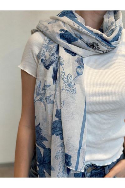 novon Alaçatı Marine Design Premium Cotton Shawl 190 X 90 cm