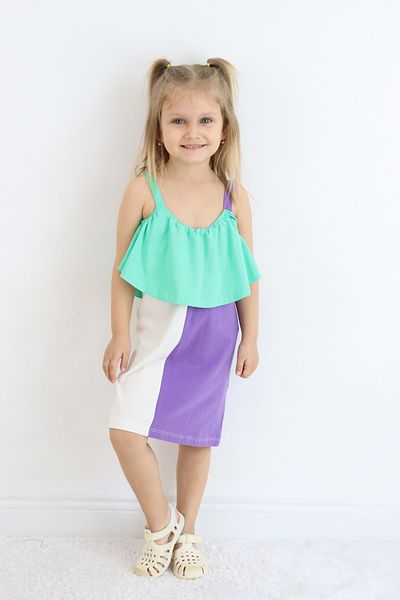 Pijamella Rochie multicoloră pentru fete, din bumbac pieptănat, pentru plajă-piscină-mare