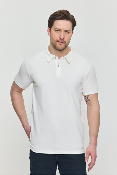 CLIPMAN Tricou pentru bărbați, slim fit, cu model propriu, cu gât polo, alb