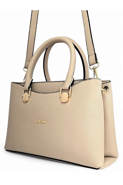 Evident Beige Women's Handbag with Pocket Detail and Shoulder Strap
