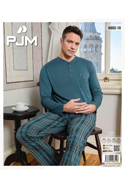 Pijamoni Ανδρικό σετ πιτζάμες με μακρυμάνικο γιακά με κουμπιά 6800/10 - 1 τεμάχιο