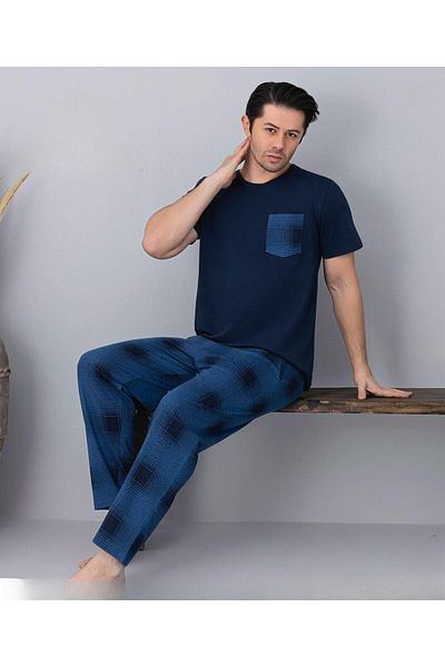 Pijamoni Ανδρικό σετ πιτζάμες με κοντό μανίκι με λαιμόκοψη 6163/5 - 1 τεμάχιο