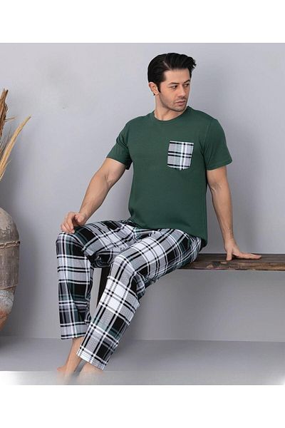 Pijamoni Ανδρικό σετ πιτζάμες με κοντό μανίκι με λαιμόκοψη 6163/6 - 1 τεμάχιο