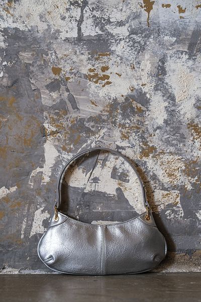 Çantacımstore Women's Leather Look Baguette Shoulder Bag Gray-Silver