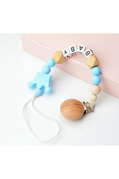 Generic Beads Pacifier Holder With Teether Blue - Style02