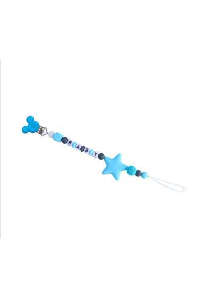 Generic Beads Pacifier Holder With Teether Blue - Style04