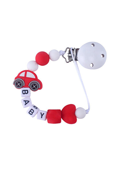 Generic Beads Pacifier Holder With Teether Red - Style01